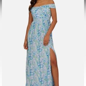 Adrianna Pappel Off Shoulder Chiffon Gown